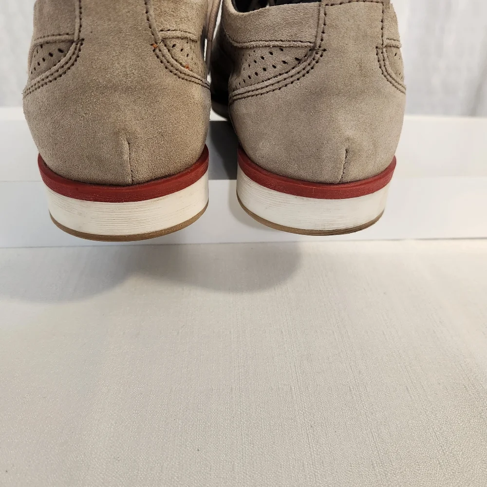 Thomas & Vine Jett Men's Suede Wingtip‎ Derby Shoes Beige Size 8 Preppy Academia